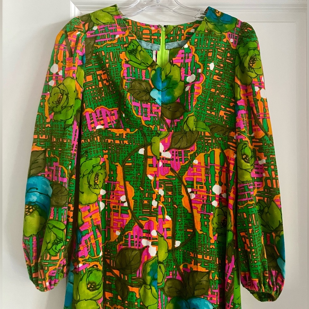 Handmade 1960s Funky Patterned Maxi Dress